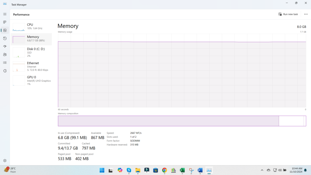 Checking RAM with Task Manager